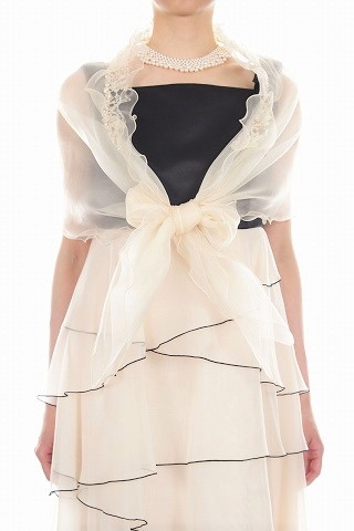 LOVELY QUEEN・ラブリークィーン〈パールビジュー付オーガンジー ストール〉 羽織物 | レンタルドレスのVivi Dress